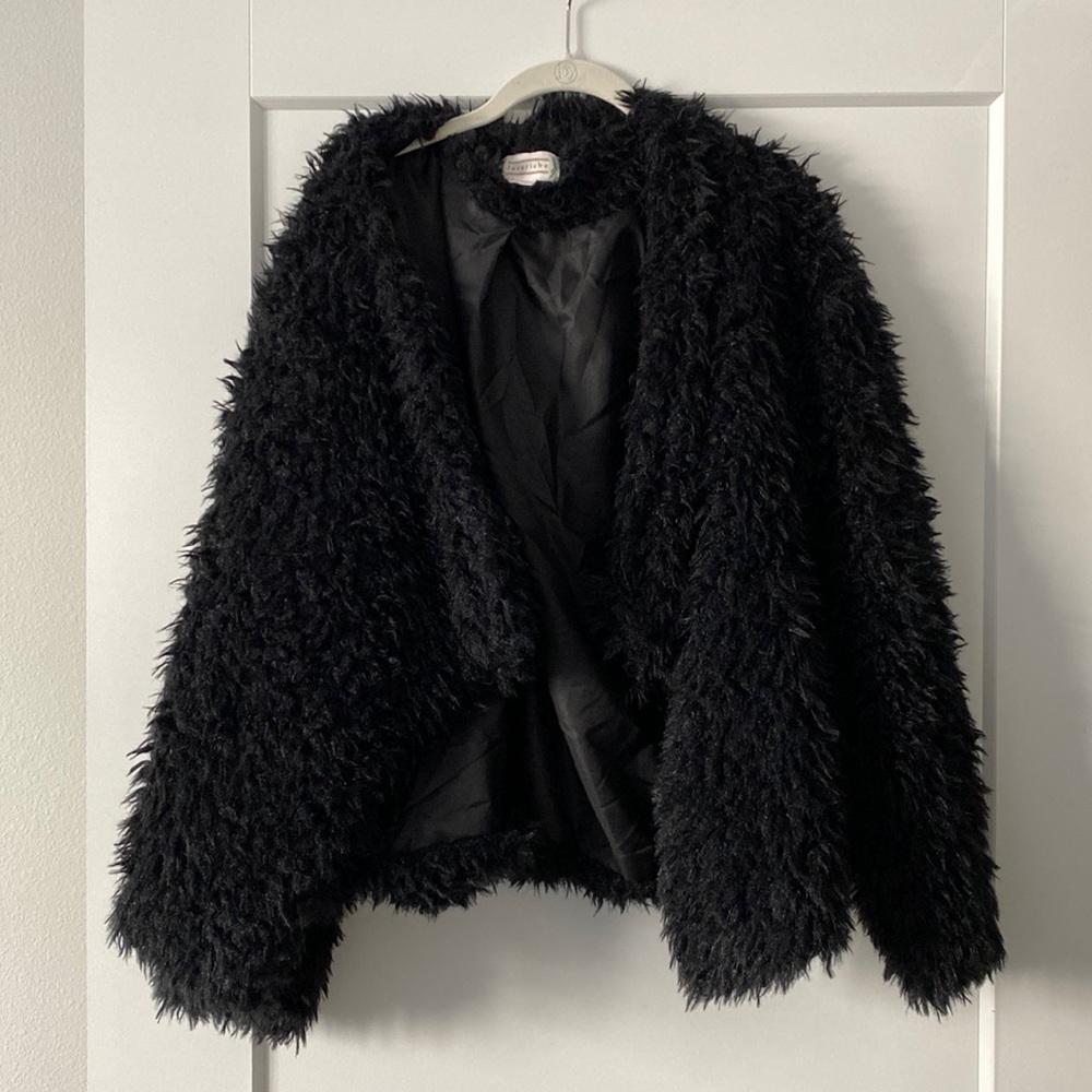 Black Faux Fur Jacket only worn once